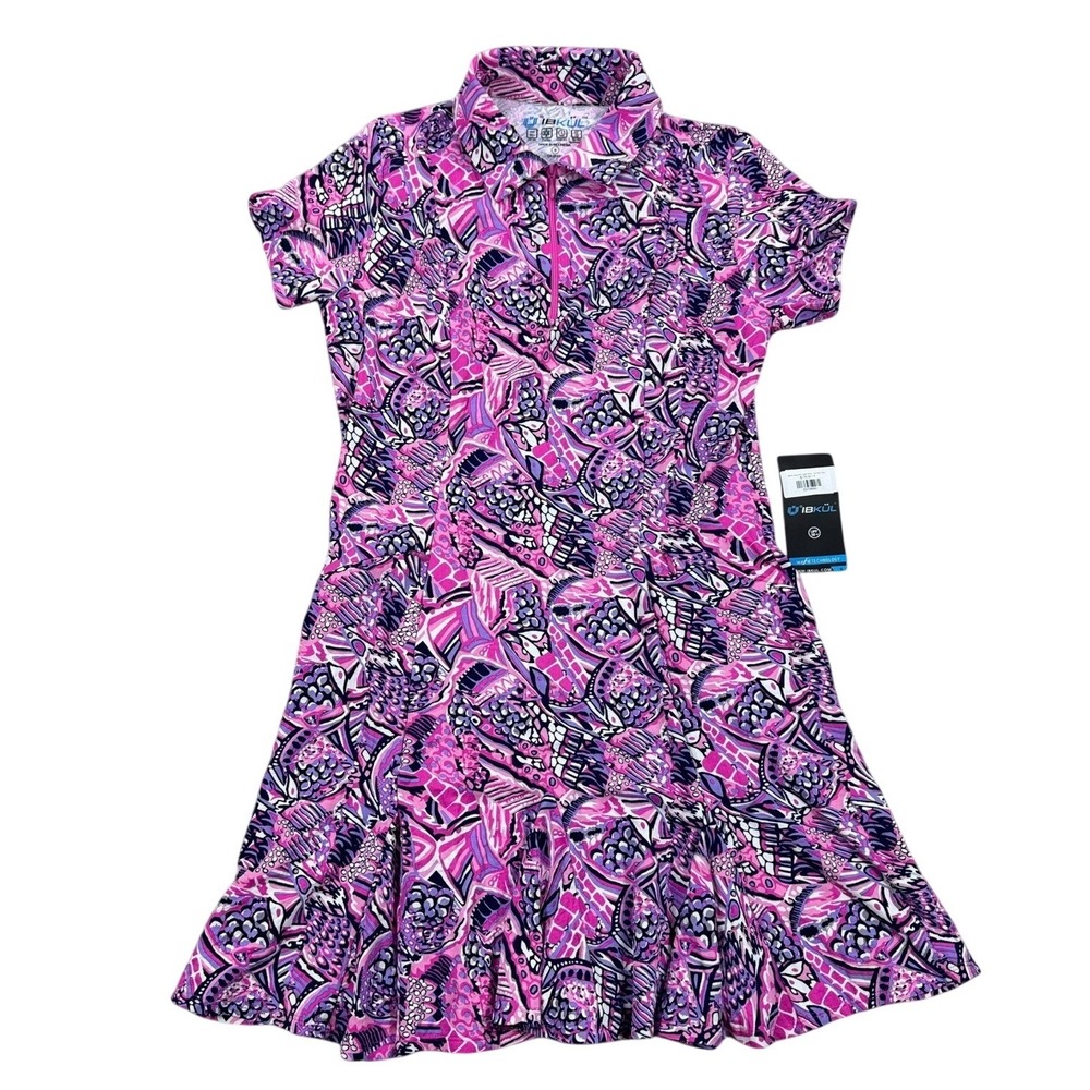 New Ibkul Dress‎ Womens Small Hot Pink Floral Godet Krista Golf Activewear
